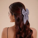 Load image into Gallery viewer, Trendy Hair Bow for Women/Girls Silver Colour 1 Pcs