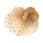 Load image into Gallery viewer, Radhu & Kabby Fascinator Hat for Girls/Women | Brown Hat with Polka Dot Veil, Mesh Bow | Hair Accessory for Weddings, Outings and Special Events