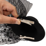 Load image into Gallery viewer, Radhu & Kabby Fascinator Hat for Girls/Women | Black Hat with Polka Dot Veil, Mesh Bow | Hair Accessory for Weddings, Outings and Special Events