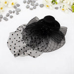 Load image into Gallery viewer, Radhu & Kabby Fascinator Hat for Girls/Women | Black Hat with Polka Dot Veil, Mesh Bow | Hair Accessory for Weddings, Outings and Special Events