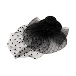 Load image into Gallery viewer, Radhu & Kabby Fascinator Hat for Girls/Women | Black Hat with Polka Dot Veil, Mesh Bow | Hair Accessory for Weddings, Outings and Special Events