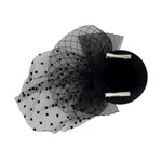 Load image into Gallery viewer, Radhu & Kabby Fascinator Hat for Girls/Women | Black Hat with Polka Dot Veil, Mesh Bow | Hair Accessory for Weddings, Outings and Special Events
