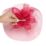 Load image into Gallery viewer, Radhu & Kabby Floral Fascinator Hat for Girls/Women | Stylish Maroon Hat with Alligator Clips & Headband | Hair Accessory for Special Occasions