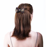 Load image into Gallery viewer, Radhu & Kabby Velvet Hair Bow Clips | Pack of 3 Yellow, Brown & Grey | Suitable for All Hair Types