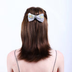 Load image into Gallery viewer, Radhu & Kabby Velvet Hair Bow Clips | Pack of 3 Yellow, Brown & Grey | Suitable for All Hair Types