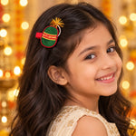 Load image into Gallery viewer, Radhu & Kabby Diwali Festive Hair Clips for Girls & Women | Embroidered Sutli Bomb & Dhamaka Hair Accessories | Set of 4
