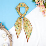 Load image into Gallery viewer, Floral Satin Neck Scarf for Women | Stylish Green & Brown Daisy Print Scarf