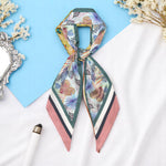 Load image into Gallery viewer, Elegant Satin Scarf for Women | Tropical Leaf & Floral Print | Soft & Stylish