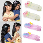 Load image into Gallery viewer, Hair Clips Set For Girls with Alligator Pins in Pastel Purple & Light Green Shades Pack of 4