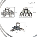 Load image into Gallery viewer, Elegant Silver Hair Clutcher Set for Women & Girls | Floral, Pearl & Leaf Design | Strong Grip & Stylish Metal Finish
