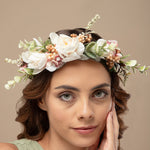 Load image into Gallery viewer, Radhu & Kabby Hair Tiara for Girls & Women | Soft Pastel Flowers with Leaves & Berries | Elegant Lightweight