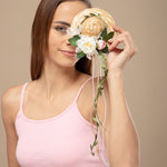 Load image into Gallery viewer, Decorative Floral Straw Hat Hair Clip with Pearl Strings & Leafy Twine Tails