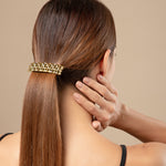 Load image into Gallery viewer, Golden Metal Barrette Hair Clip - Crystal Accents Hair Accessory for Women 1 Piece