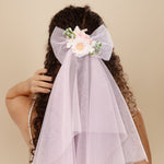Load image into Gallery viewer, Hair Bow with Veil Pink Floral Accessory 1 Pcs
