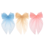 Load image into Gallery viewer, Handmade Hair Bows for Women Blue Beige Pink Colour Set of 3