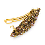 Load image into Gallery viewer, Radhu & Kabby Golden Floral Barrette with Bead Accents | Set of 1 Metal Hair Accessory for Women | French Barrette Hair Clips