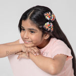 Load image into Gallery viewer, Black Floral Hair Bow with Alligator Clip Hand-Embroidered Design 1 Pcs