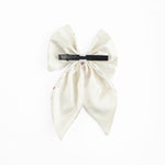 Load image into Gallery viewer, White Satin Hair Bow Clip with Confetti Print Set of 1