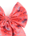 Load image into Gallery viewer, Floral Print Coral Satin Hair Bow Clip Hairpin Pack of 1
