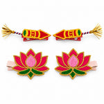Load image into Gallery viewer, Radhu & Kabby Diwali Hair Clips for Girls & Women | Rocket & Lotus Embroidered Festive Hair Accessories | Set of 4