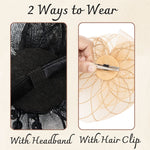 Load image into Gallery viewer, Radhu & Kabby Glam Black Fascinator Hat for Girls/Women | Floral Mesh & Pearl Detailing | Stylish Hairwear