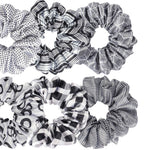 Load image into Gallery viewer, Hair Scrunchies Black & White Patterned Set of 6