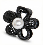 Load image into Gallery viewer, Radhu & Kabby Mini Metal Pearl Flower Hair Claw Clips | Black, Silver & Gold Pack of 3