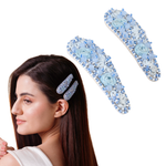 Load image into Gallery viewer, Hair Clips with Blue Embroidery For Girls & Women