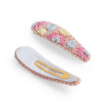 Load image into Gallery viewer, Hand Embroidered Pink Floral Hair Clip For Women 1 Pair