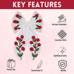 Load image into Gallery viewer, Floral Embroidered Hair Bow Clip Hair Accessories White 1 Pcs