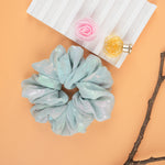Load image into Gallery viewer, Fancy Hair Scrunchies White & Blue Pack of 2