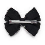 Load image into Gallery viewer, Black Floral Hair Bow with Alligator Clip Hand-Embroidered Design 1 Pcs