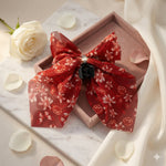 Load image into Gallery viewer, Women’s Red Floral Printed Fabric Hair Claw Clip for Girls & Women | Set of 1 Stylish Hair Accessory