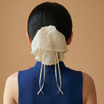 Load image into Gallery viewer, Radhu & Kabby Classic White Hair Claw Clip for Women & Girls | Elegant Chiffon Fabric Hair Accessory with Pearl Detailing