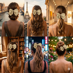 Load image into Gallery viewer, Radhu & Kabby Glossy Satin Hair Bow for Women/Girls | Elegant Hair Accessories for Everyday & Party Wear