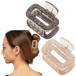Load image into Gallery viewer, Glitter Hair Claw Clips – Sparkly Black & Beige Clutchers Set of 2