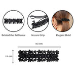 Load image into Gallery viewer, Black Floral Hair Barrette with Crystals For Girls