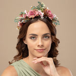 Load image into Gallery viewer, Pink Floral Tiara for Girls Adjustable Headband One Piece