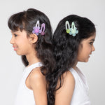 Load image into Gallery viewer, Hair Clips for Girls Pastel Shades Baby Blue & Peach Set of 4