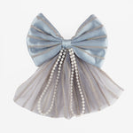 Load image into Gallery viewer, Elegant Hair Bow Clips with Pearls – Black, Gold, and Grey Set of 3