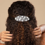 Load image into Gallery viewer, Floral Crystal Hair Barrette with White Flowers One Piece