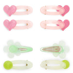Load image into Gallery viewer, Girls' Hair Clips in Pastel Pink & Green Pack of 4