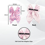 Load image into Gallery viewer, Trendy Satin Pink Floral Bow Hair Clip Hair Accessory Pack of 1