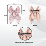 Load image into Gallery viewer, Pink Floral Print Hair Bow Clip Satin Hair Accessory Pack of 1
