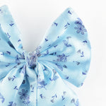 Load image into Gallery viewer, Blue Floral Satin Hair Bow Clip Trendy Hair Accessory Pack of 1