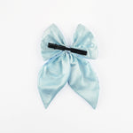 Load image into Gallery viewer, Blue Floral Satin Hair Bow Clip Trendy Hair Accessory Pack of 1