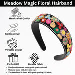 Load image into Gallery viewer, Black Wide Floral Hair Band Hand Embroidered 1 Piece