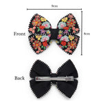 Load image into Gallery viewer, Black Floral Hair Bow with Alligator Clip Hand-Embroidered Design 1 Pcs