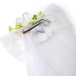 Load image into Gallery viewer, White Hair Bow with Veil Flower Embellishments One Piece