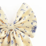Load image into Gallery viewer, Satin Hairbow Clip Beige Floral Print Set of 1
